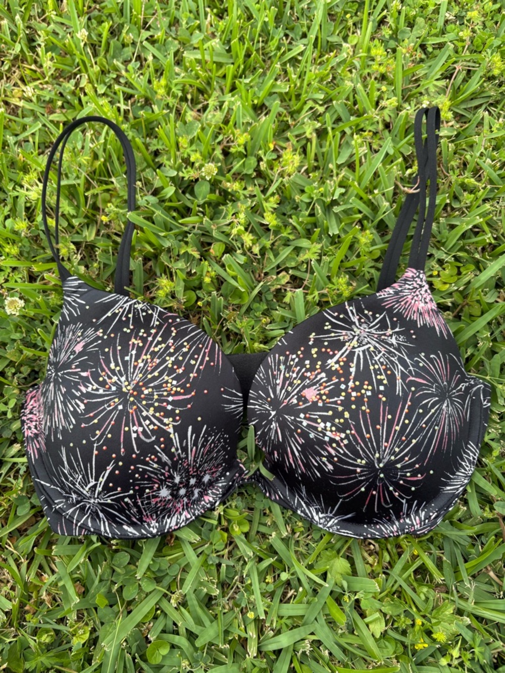 Victoria's Secret Black Firework Print Molded T-Shirt Bra